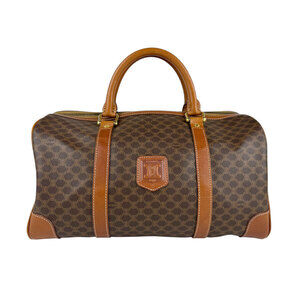 Celine Boston Bag Brown Macadam Coated Canvas